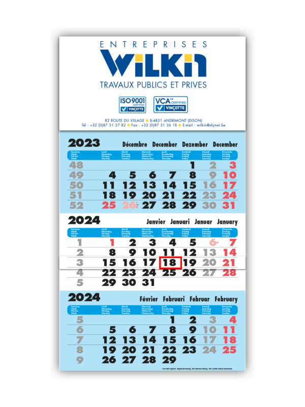 impression calendrier bleu entreprise